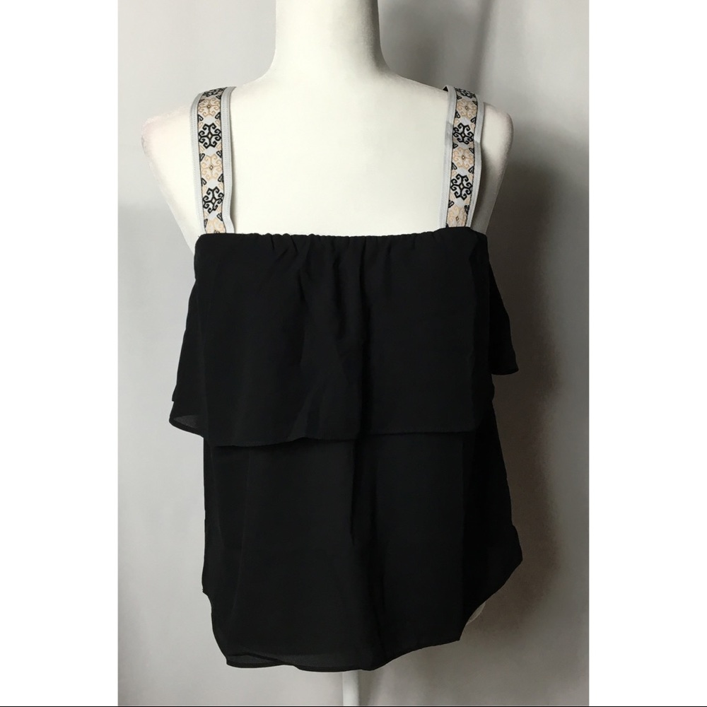 J.Crew Tiered Tank Top Black NWT Size 00